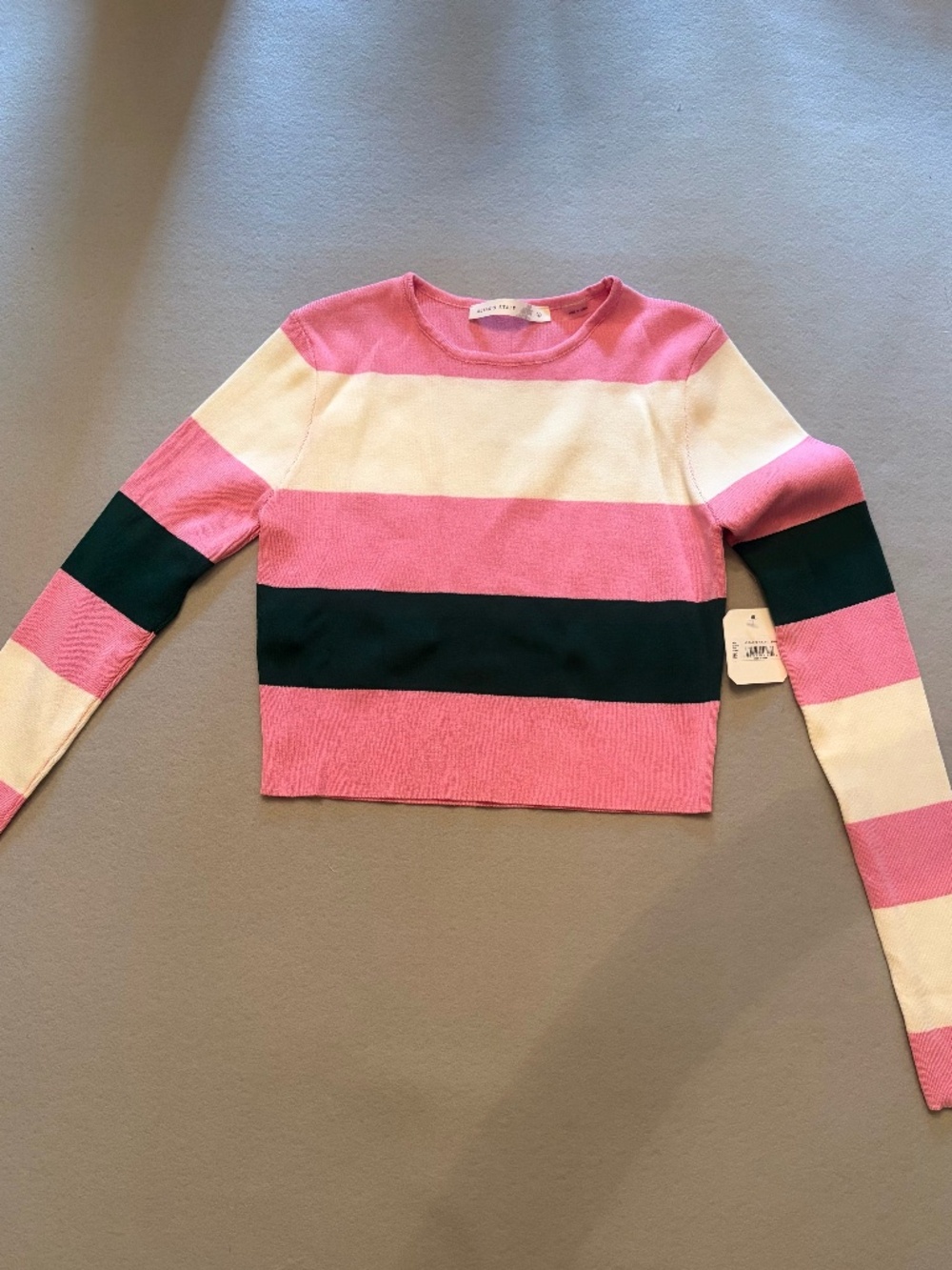 NWT Altar'd State Striped Cropped Sweater Pink Green Large